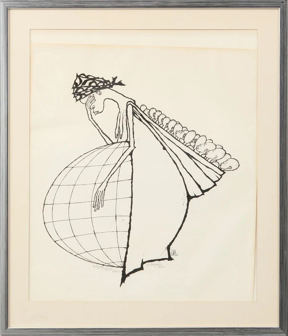 EWERT KARLSSON (EWK). "Moder Jord", serigrafi, signerad och numrerad 39/50. — Engravings & Prints — Göteborgs Auktionsverk
