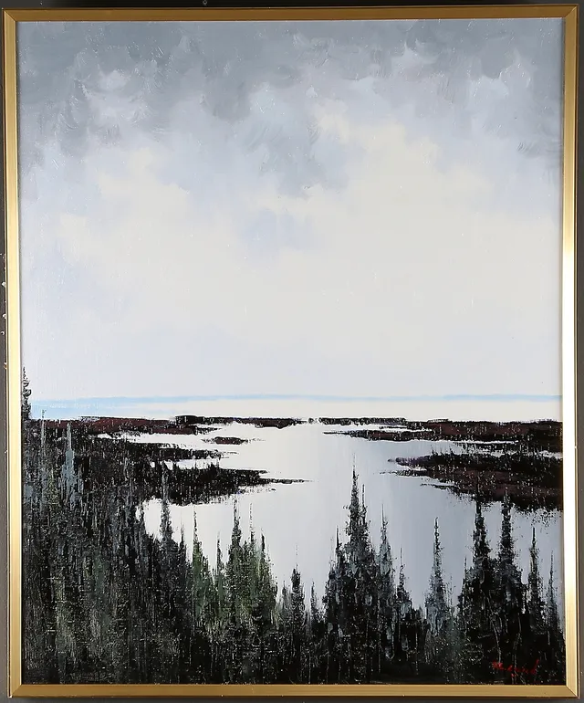 SVEN ERIK LUND. Havsvy, olja på duk, signerad.