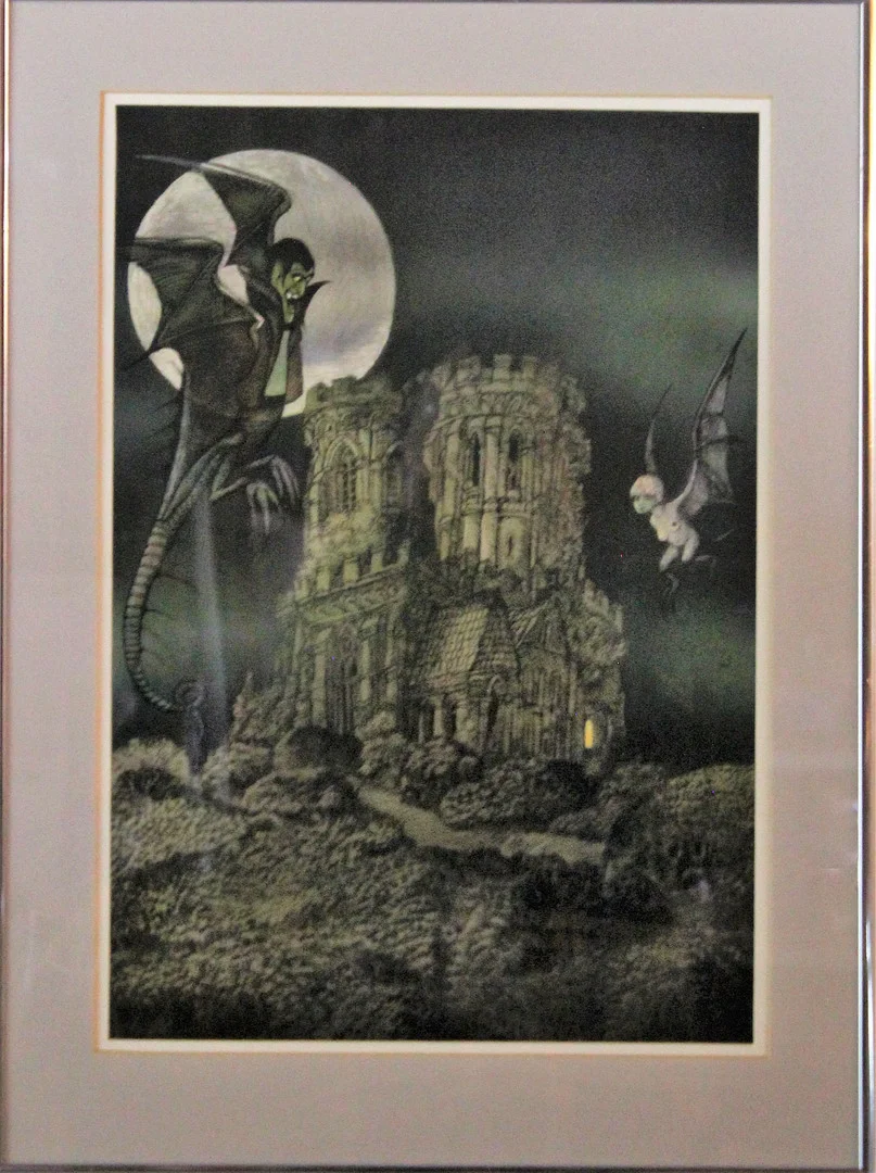 HANS ARNOLD. " Dracula på jakt" Blandteknik, signerad. — Paintings — Höörs Auktionshall