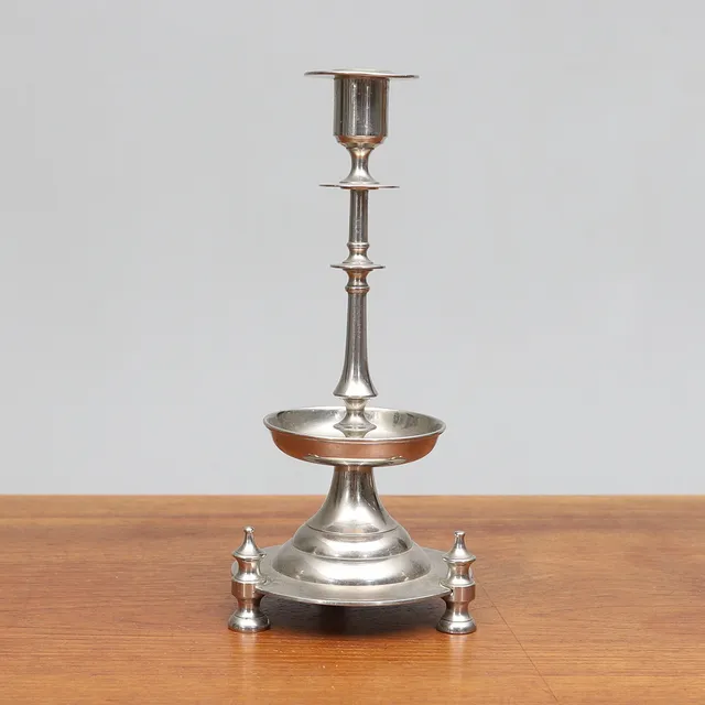 LJUSSTAKE, pläterad gulmetall, modell no 65, Carl Keijser & Co, Västerås, 1900-tal.