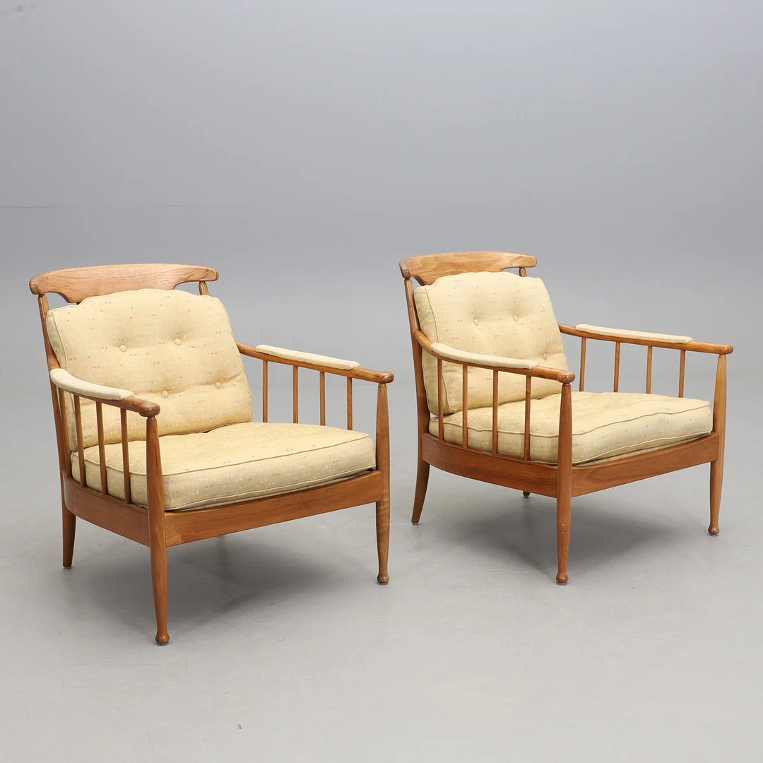 KERSTIN HÖRLIN-HOLMQUIST. FÅTÖLJER, ett par, "Skrindan", OPE Möbler. — Armchairs & Chairs — Crafoord Auktioner Malmö