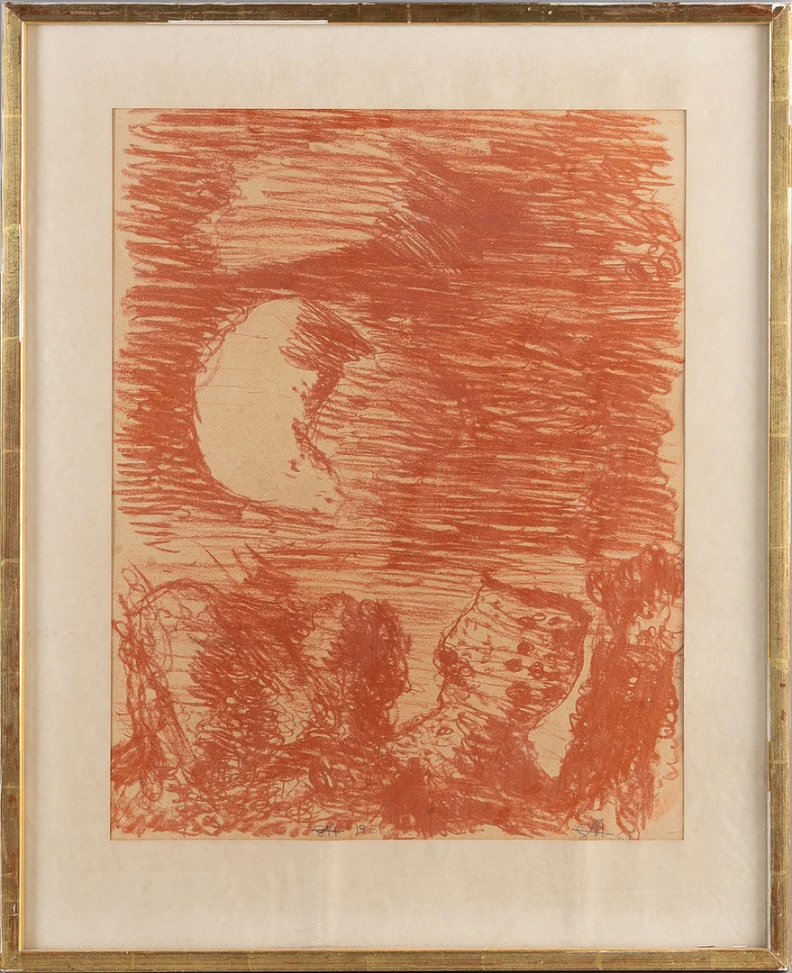 STAFFAN HALLSTRÖM. Komposition, krita. — Paintings — Stockholms Auktionsverk Helsingborg