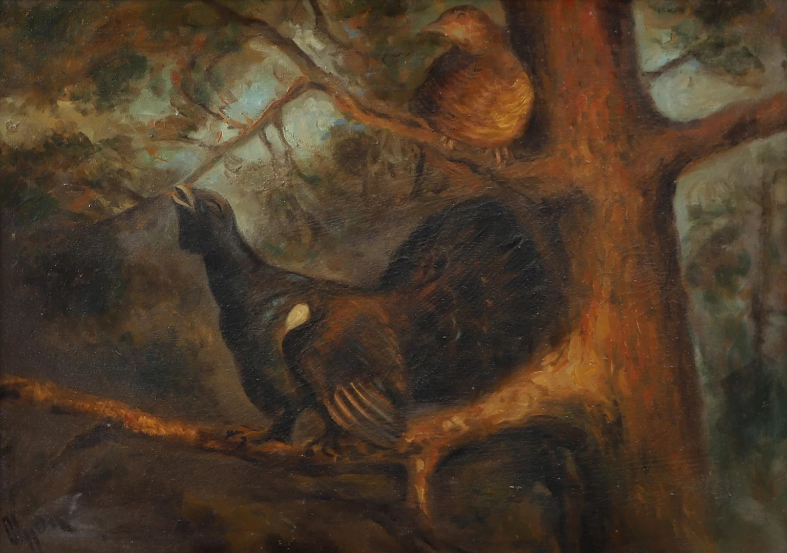 GOTTHARD OLSSON. Landskap med fågel, olja på duk, signerad G. Olsson. — Paintings — Helsingborgs Auktionskammare