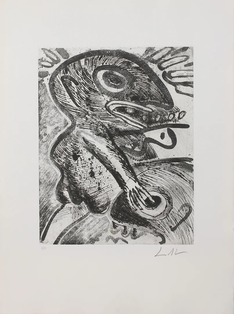 BENGT LINDSTRÖM. "Demon", etsning, signerad och numrerad 6/40. — Engravings & Prints — Stadsauktion Sundsvall