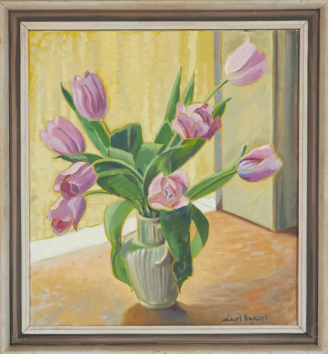 KARL RUNERT. "No6 Blommor", olja på duk, signerad.