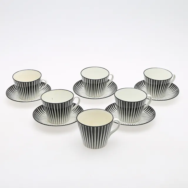 EUGEN TROST. KAFFEKOPPAR 6 ST OCH FAT 5 ST, "ZEBRA", UPSALA EKEBY/GEFLE.