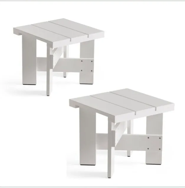 Gerrit Rietveld for HAY. Pair of outdoor coffee tables, L 45 cm, Crate Collection. White (2)