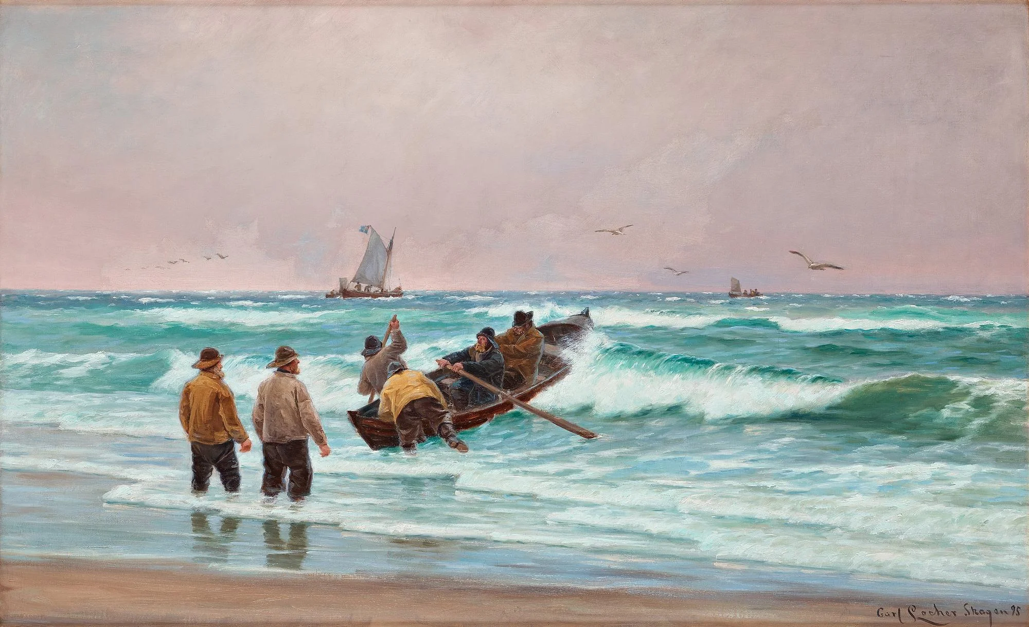 Carl Locher, Fiskare på Skagens strand. — Bukowskis