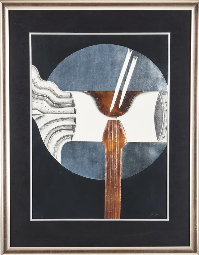 GINO SCARPA. Komposition, grafiskt blad, signerad, 55/90.