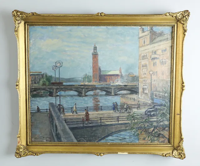 GUNNAR WEINBERG. olja på duk, Stockholms stadshus, signerad och daterad 53.