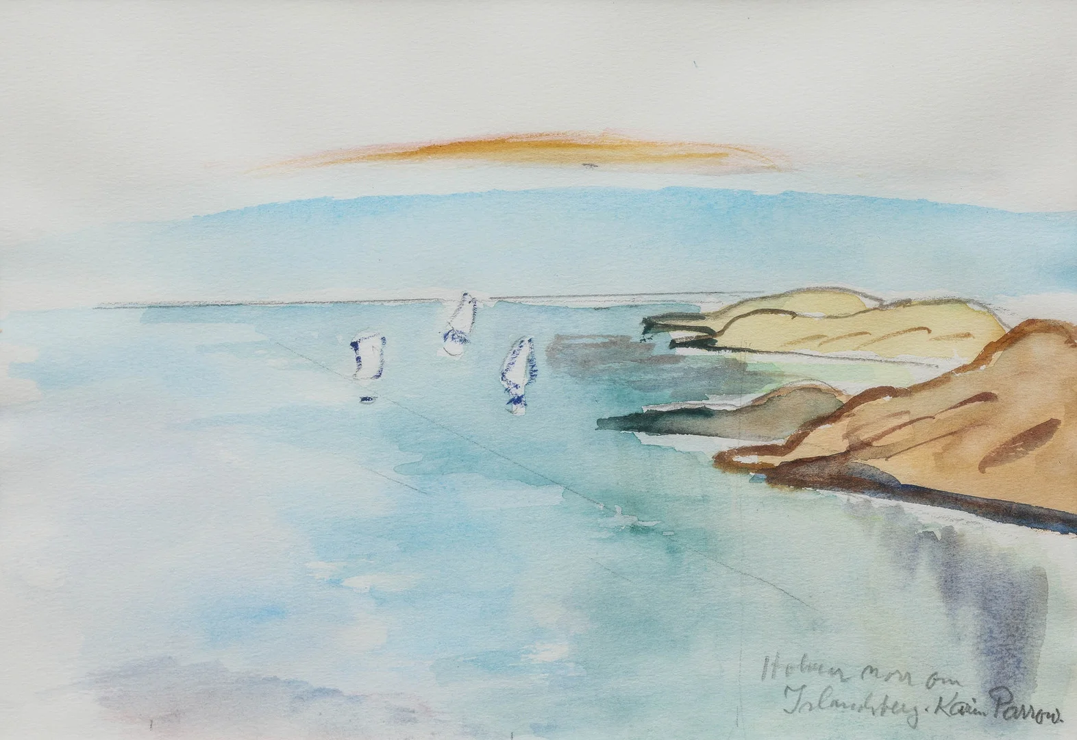 KARIN PARROW. akvarell, "Holmen norr om Islandsberg", signerad. — Paintings — Auktionsmagasinet Vänersborg