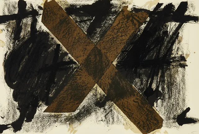 ANTONI TÀPIES (Spanien, 1923-2012), "Letter X", 1972, signerad och numrerad Tapies 56/75 i blyerts, färglitografi.