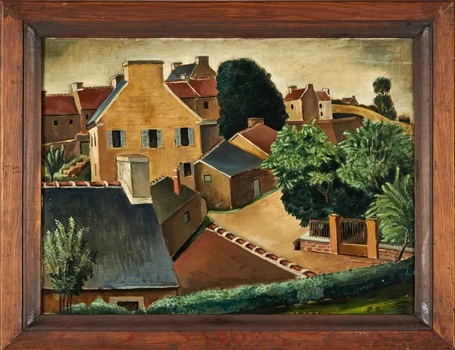 PATRIK REUTERSWÄRD(1886-1971). Fransk småstad, signerad P R, olja på pannå.