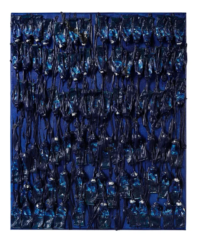 Fernandez Arman, "Monochrome Accumulation (Ultarmarine Blue)".