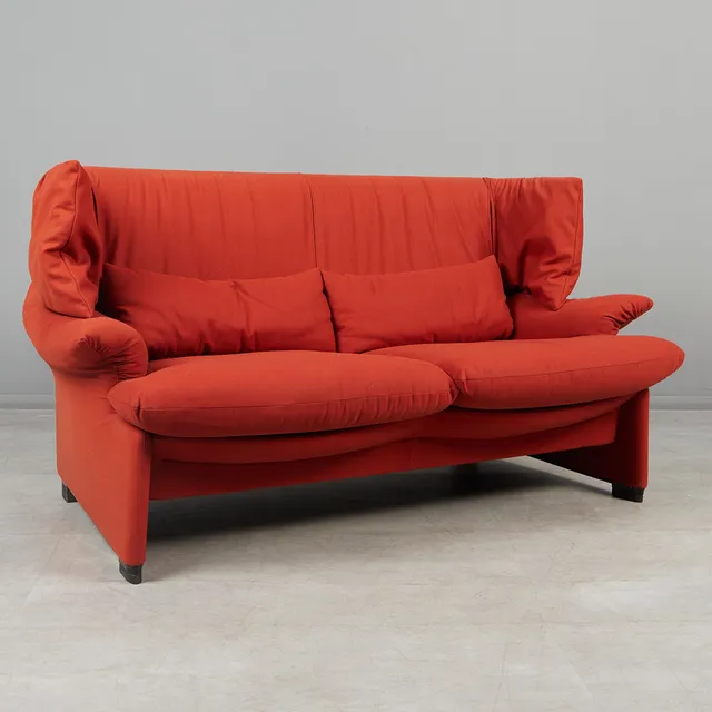 VICO MAGISTRETTI. Cassina, Sofa / Zweisitzer, Modell 'Portovenere', Stahl, Textil, Entwurf 1989, Italien.