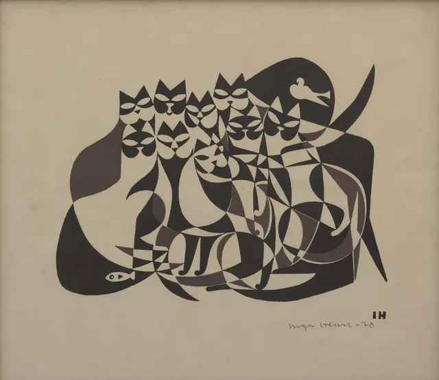 INGA HENSE (1919-1999). Komposition, litografi, signerad och daterad -70.