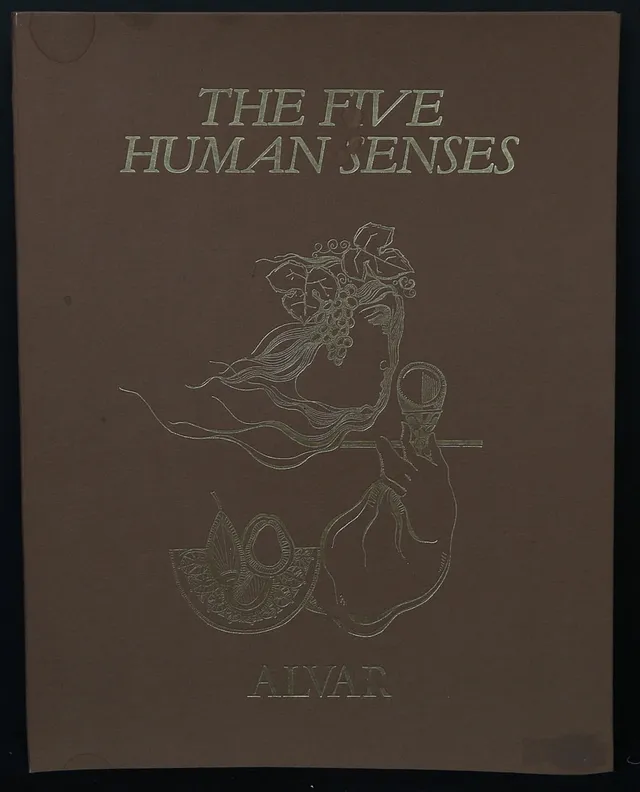 SUNOL ALVAR. "The five human senses". Portfolio med 5 st litografier, signerade och numrerade 121/125 cm.