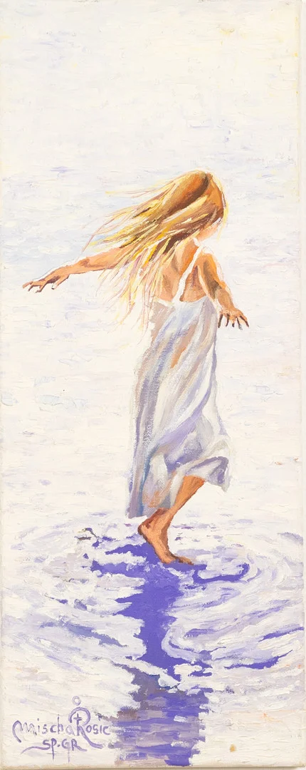 MISCHA ROSIC. Olja på duk, Flicka i vattenbryn, signerad. — Paintings — Karljohan Auktioner