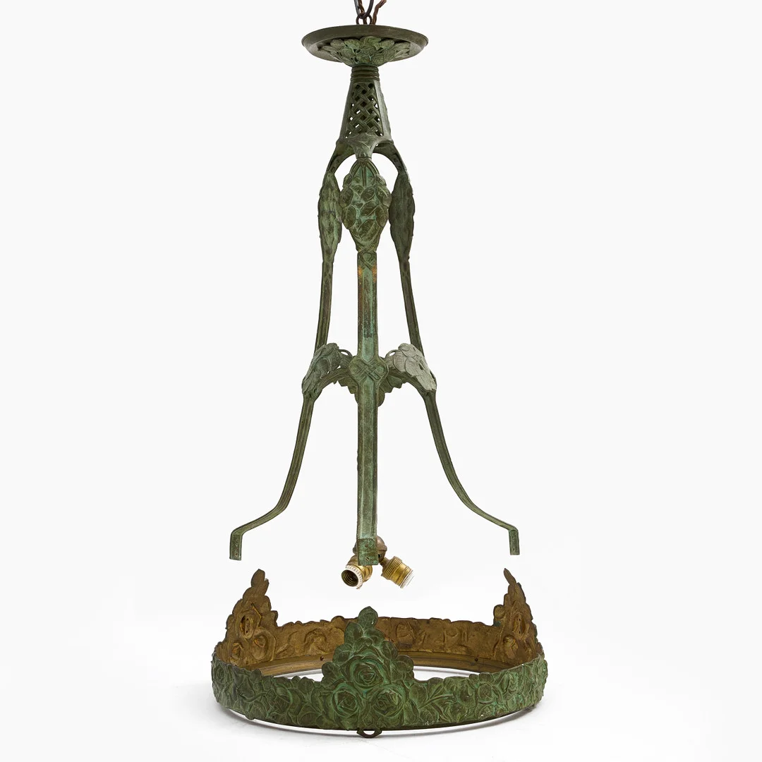 ARVID BÖHLMARKS LAMPFABRIK. Takarmatur, patinerad brons, jugend, 1900-talets början. — Ceiling lights — Crafoord Auktioner Stockholm