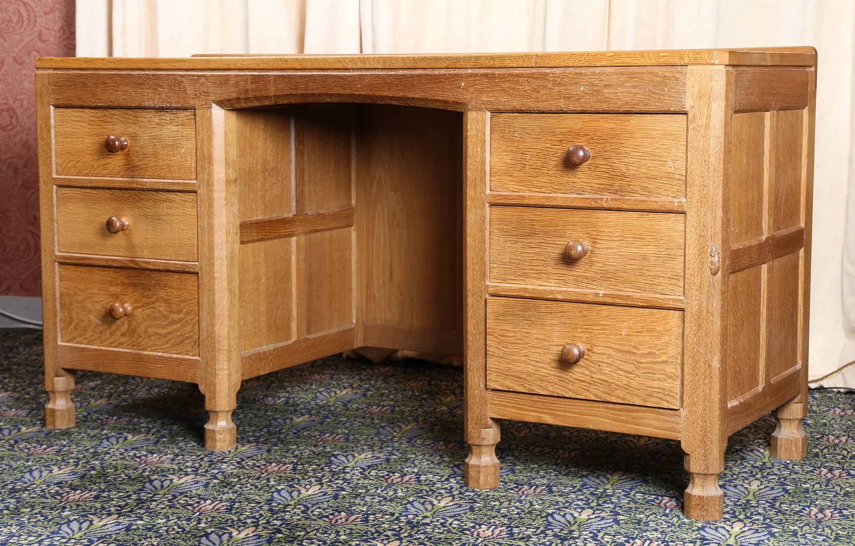 A ROBERT "MOUSEMAN" THOMPSON OAK DESK. — Other — Bishop & Miller