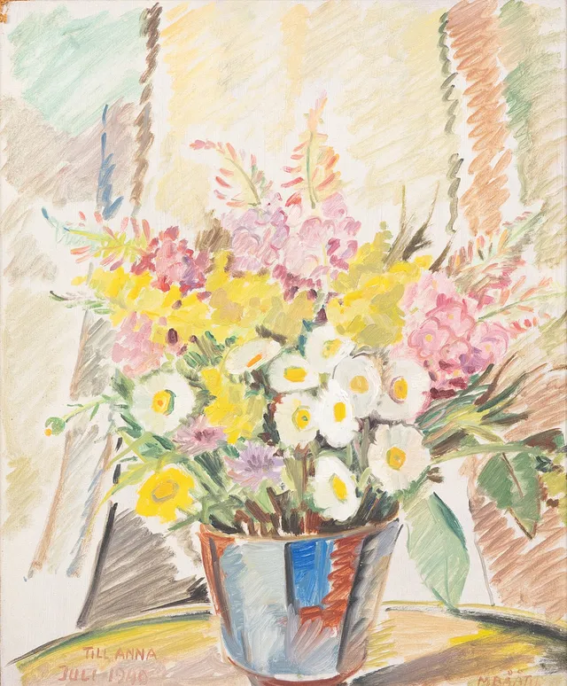 MAJA BÅÅTH (1883-1884). Stilleben, olja på pannå, signerad.