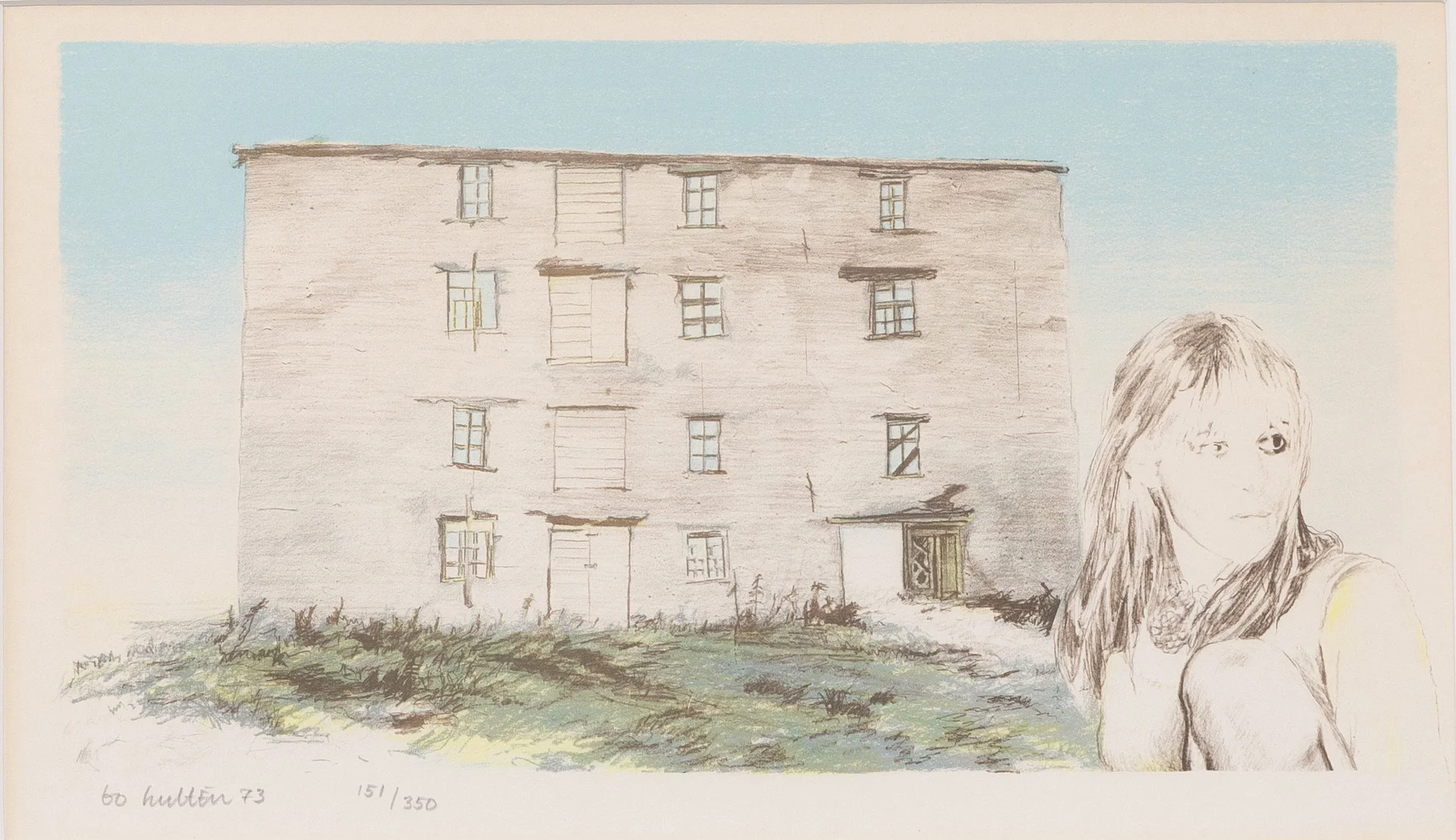 BO HULTÉN. Husfasad, litografi, signerad, daterad och numrerad. — Engravings & Prints — Garpenhus Auktioner