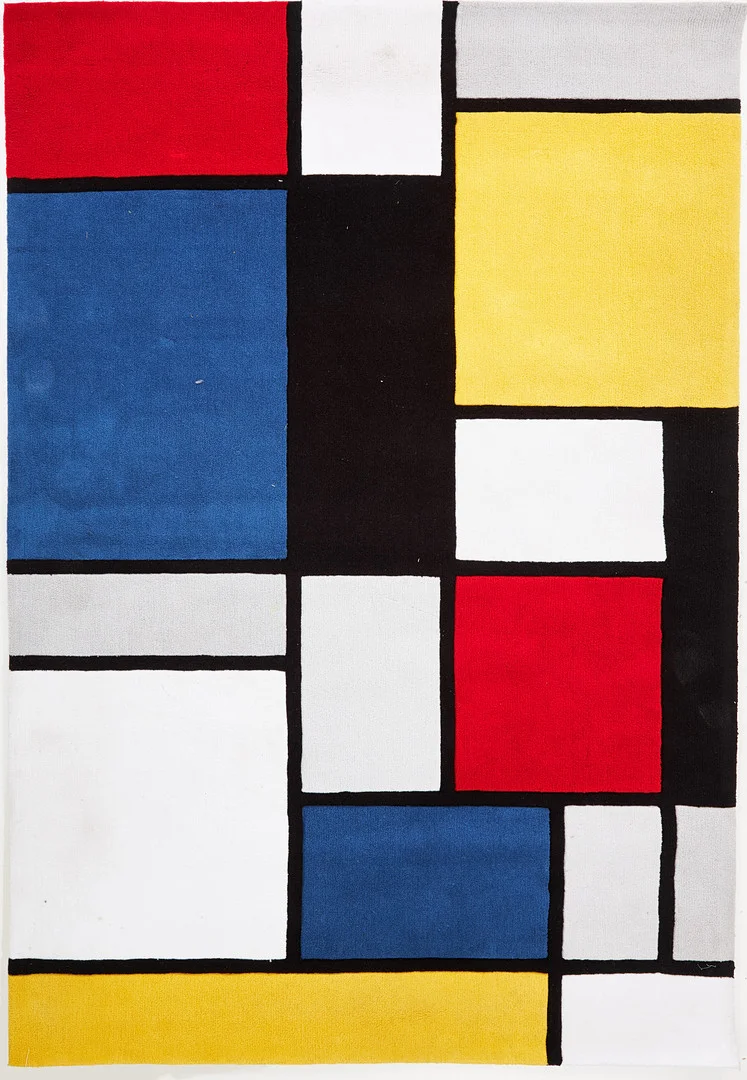 PIET MONDRIAN. EFTER. matta, samtida tillverkning, etikettmärkt Arte Espina. — Carpets — Stockholms Auktionsverk Sickla