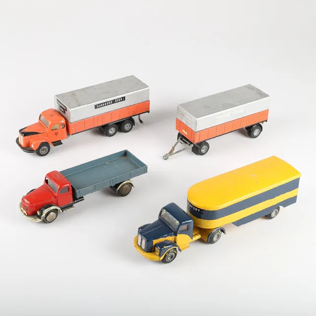 LEKSAKSLASTBILAR, 3 stycken, Scania Vabis/Volvo, Tekno, Danmark.