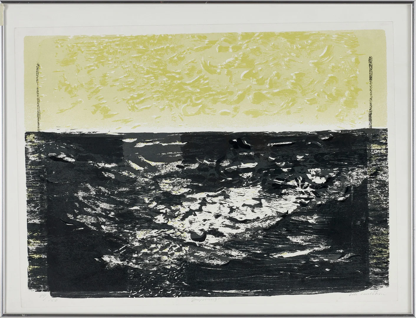 OLLE CARLSTRÖM (1920-2006). "Gryning" signerad och daterad 78, numrerad 99/150, färglitografi. — Engravings & Prints — Crafoord Auktioner Stockholm