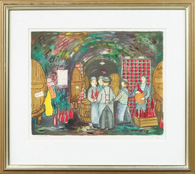 LENNART JIRLOW. "Vinkällaren", färglitografi, signerad och numrerad 240/280.