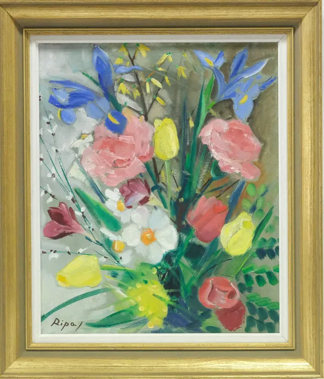 HANS RIPA. OLJA PÅ DUK. BLOMSTERSTILLEBEN.