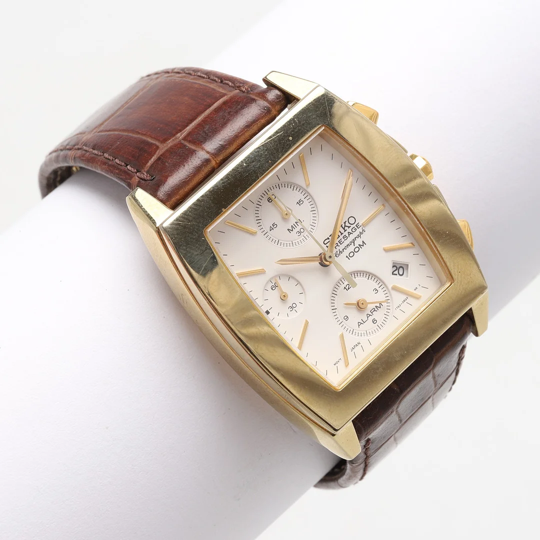 HERRARMBANDSUR. "Presage", Seiko, kronograf, 100 m, Quartz urverk, Stål. — Wristwatches — Crafoord Auktioner Malmö