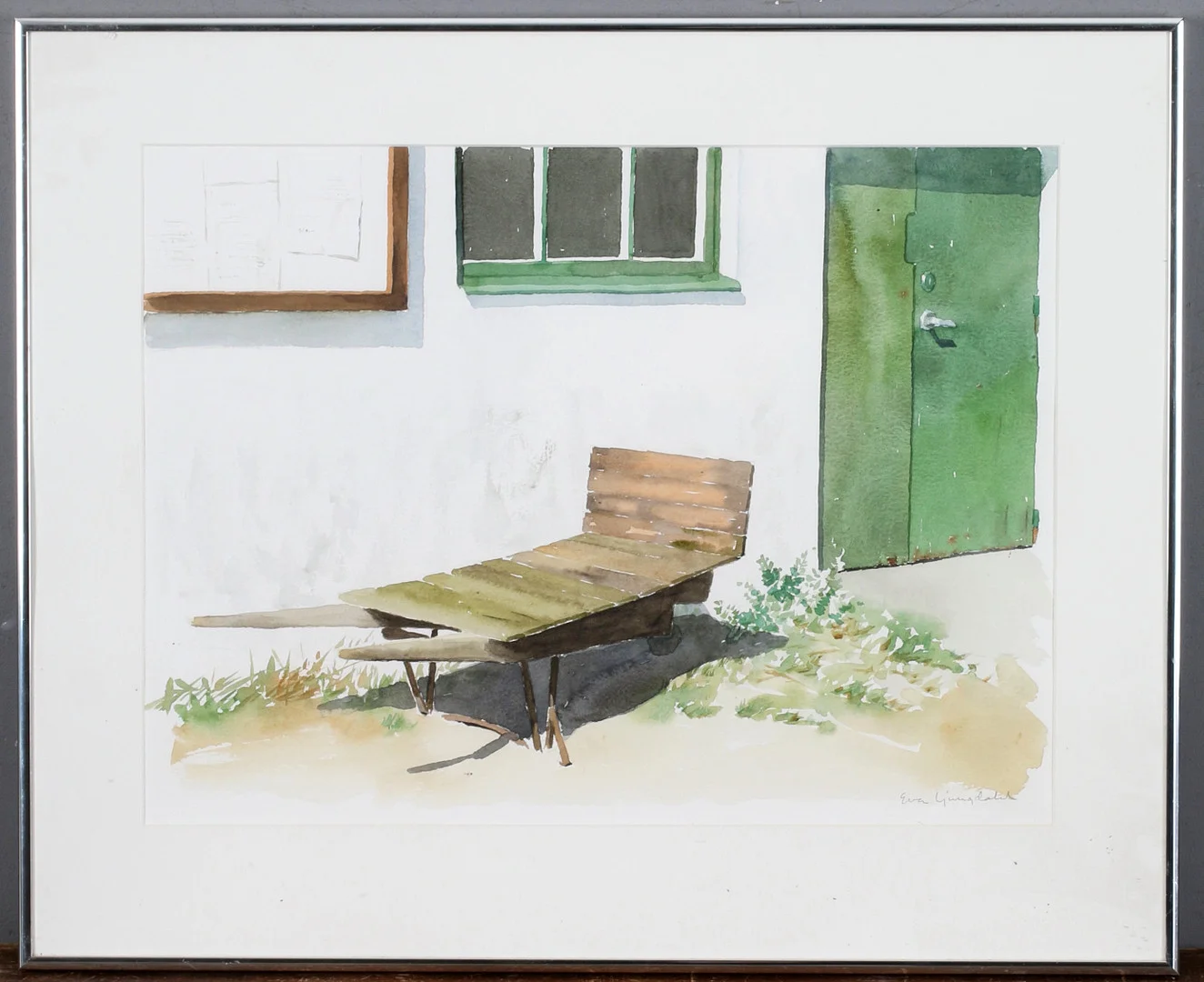 EVA LJUNGDAHL. "Skottkärra i Kåseberga", akvarell, signerad. — Paintings — Stadsauktion Sundsvall