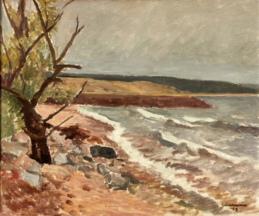 ELLIS WALLIN (1888–1972). "Regnvädret", signerad, daterad -58, olja på duk. — Paintings — Crafoord Auktioner Stockholm