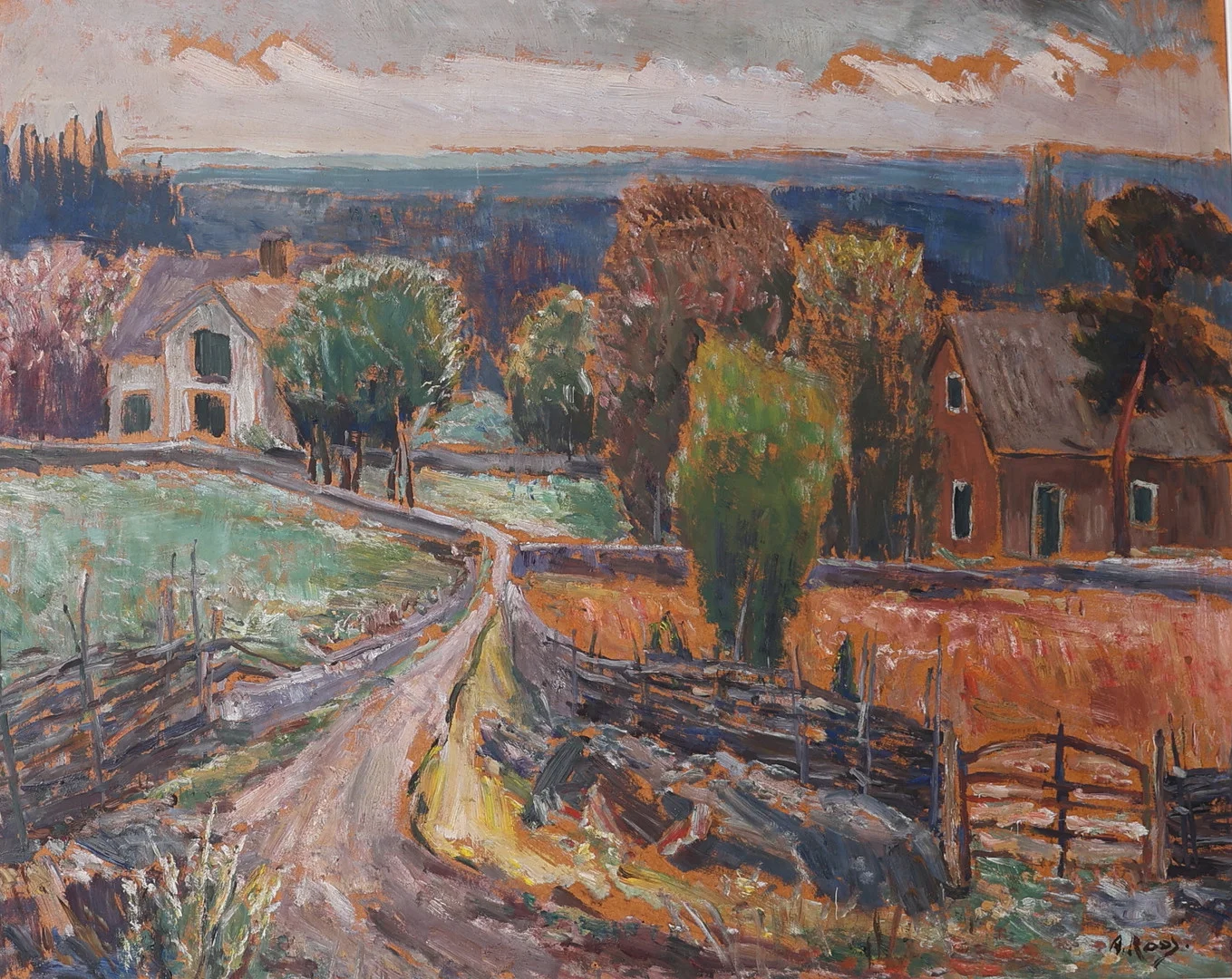 ALEXANDER ROOS. Olja på pannå, i närhet till fjället, signerad. — Paintings — Gomér & Andersson Nyköping