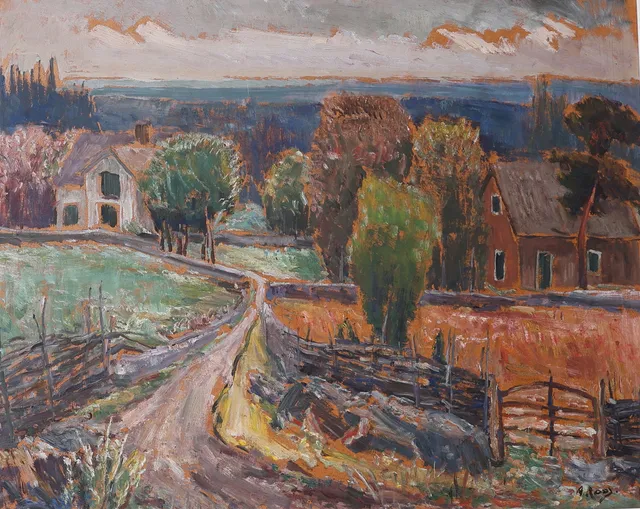 ALEXANDER ROOS. Olja på pannå, i närhet till fjället, signerad.