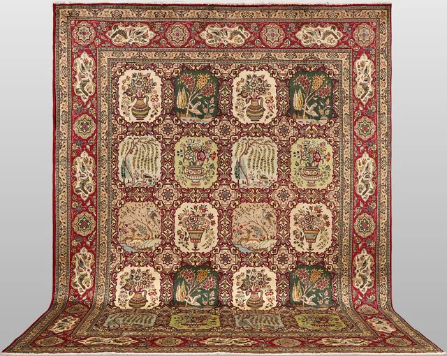 ORIENTMATTA, figural, Tabriz, handknuten, trädgårdsmönstrad, ca 385 x 298 cm.