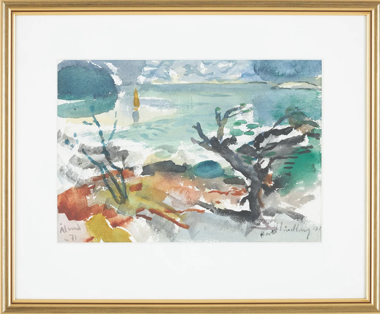 HARALD LINDBERG. Kustmotiv från Åland, akvarell på papper, signerad och daterad Åland -71. — Paintings — Stockholms Auktionsverk Sickla