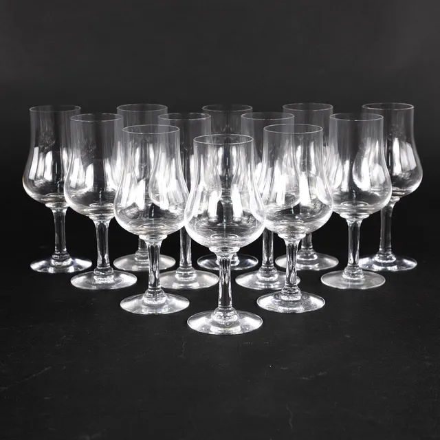 GUNNAR CYRÉN. Vinprovarglas, 12 st, "Elixir", Orrefors.