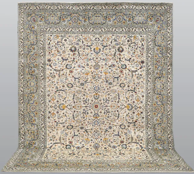 ORIENTMATTA, ljus Keshan, handknuten, ca 398 x 295 cm.