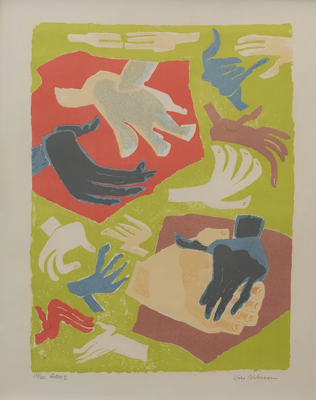 VERA NILSSON. "Händer II", litografi nr 134/260, signerad.