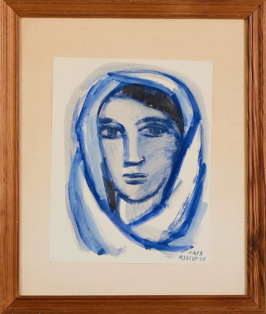 HENRIK JAIS-NIELSEN (FÖDD 1930). "Assisi-51", kvinnoporträtt, akvarell på papper, signerad Jais. — Paintings — Stockholms Auktionsverk Magasin 5