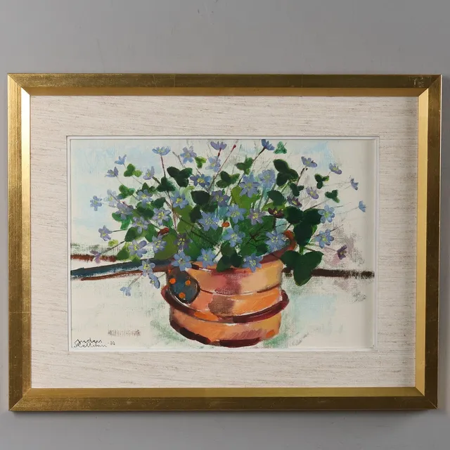 ANDERS HELLSTEN. Olja på duk, blomsterstilleben, signerad och daterad.