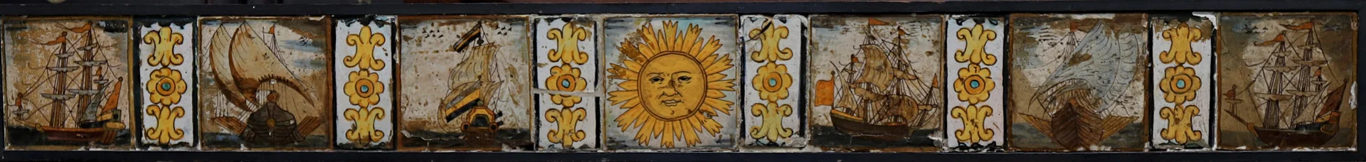 Panel with seven Catalan "d'arts i oficis" tiles and six "de mostra" tiles, 18th Century. — European — Balclis