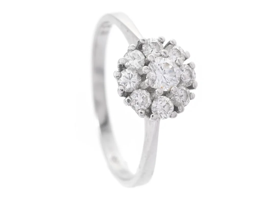 RING, 18K vitguld, briljantslipade diamanter ca 0,62 ctv, ca TW/VS, stl 17,75 mm, vikt 2,4 g. — Smycken/Ring — Kaplans