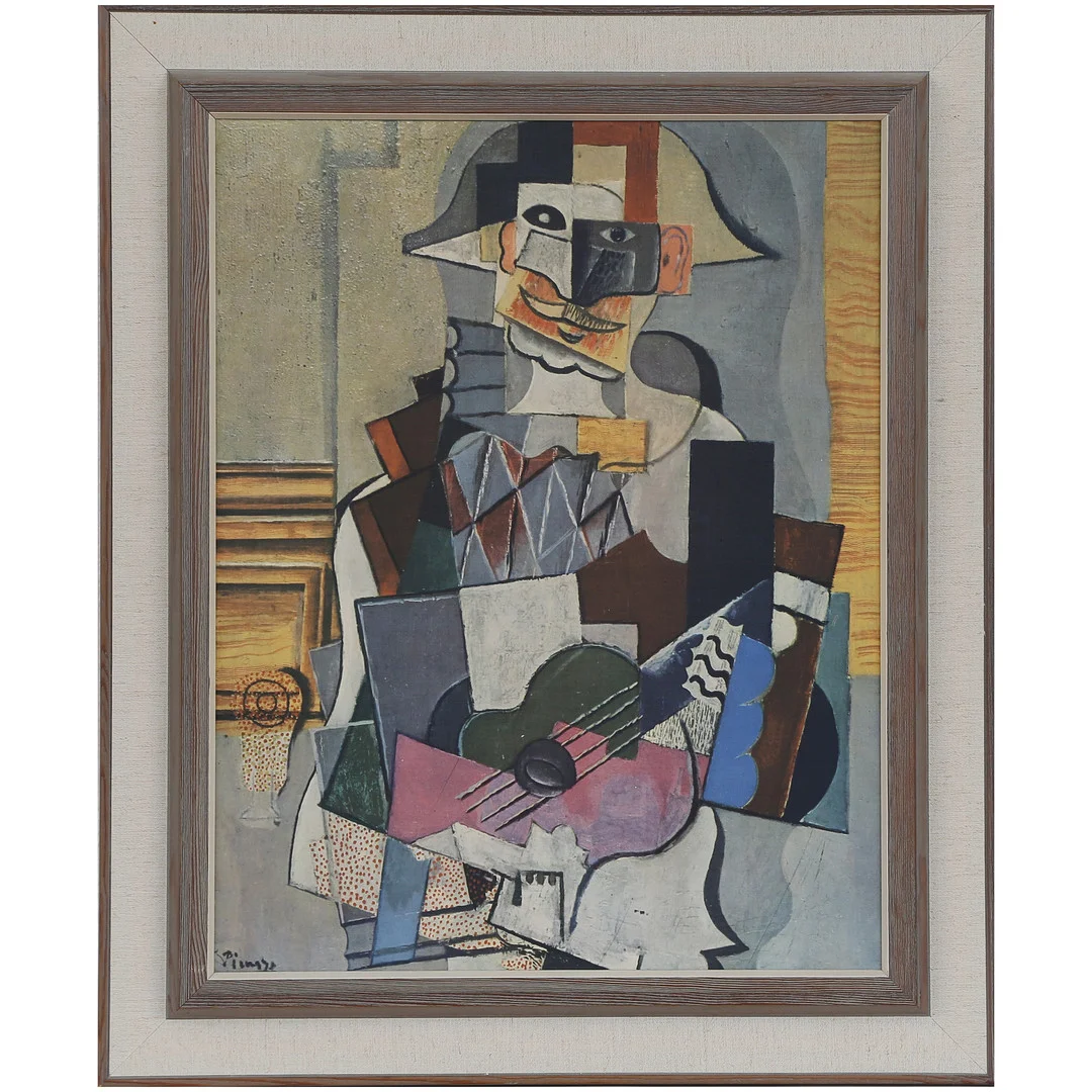 PABLO PICASSO. MASTER ART-TRYCK PÅ DUK, "HARLEKIN MED GITARR". — Engravings & Prints — Auktionskammaren Sydost Kalmar