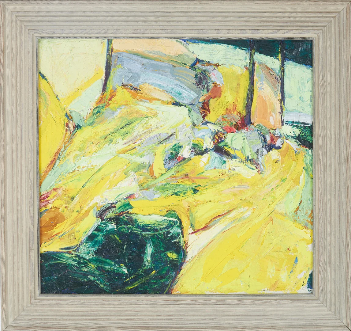 BERNT JONASSON. Olja på duk, "Gul sluttning". — Paintings — Stockholms Auktionsverk Sickla