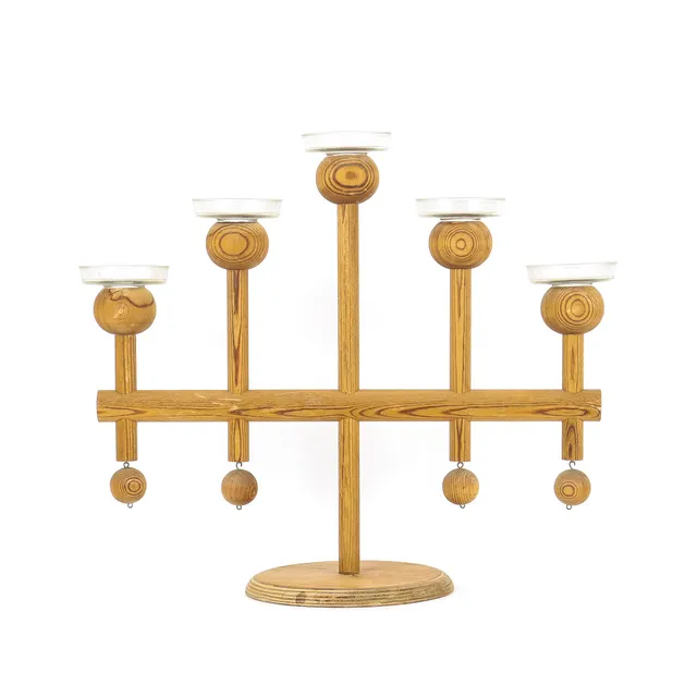 LJUSSTAKE trä/glas, Aarikka, Finland, signerad.