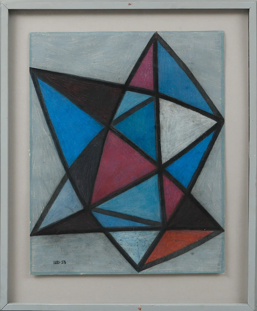 LARS ENGLUND. Komposition, krita på papper, signerad och daterad 53. — Paintings — Göteborgs Auktionsverk