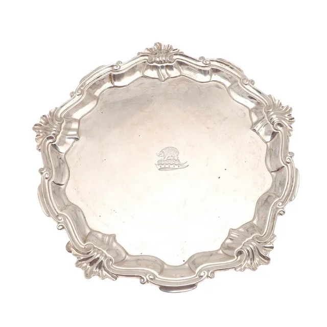A GEORGE III SILVER SALVER.